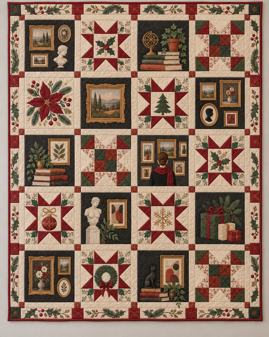 The Christmas Gallery Quilt Blanket — main design