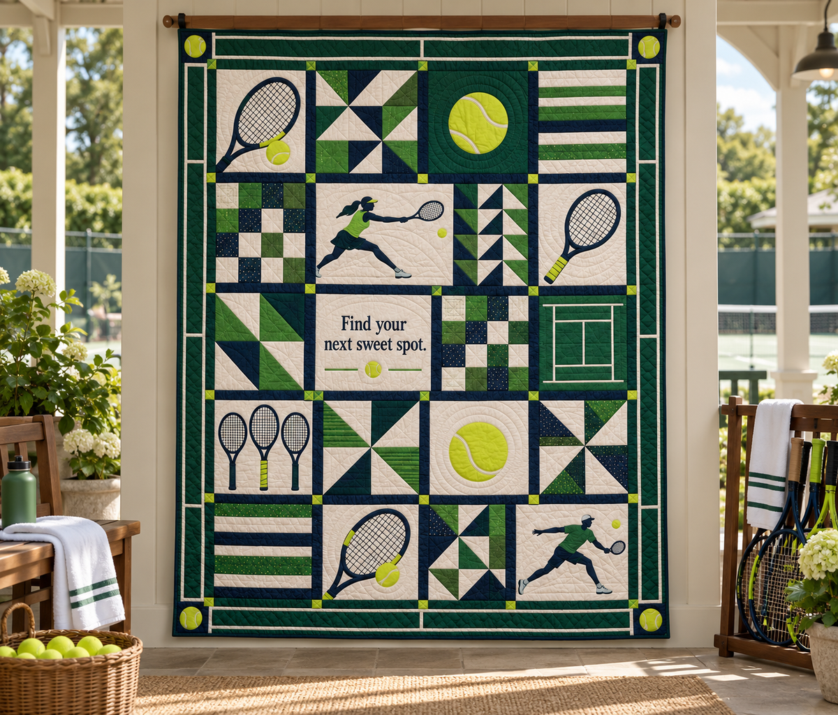 Sweet Spot Tennis Quilt Blanket - wall display