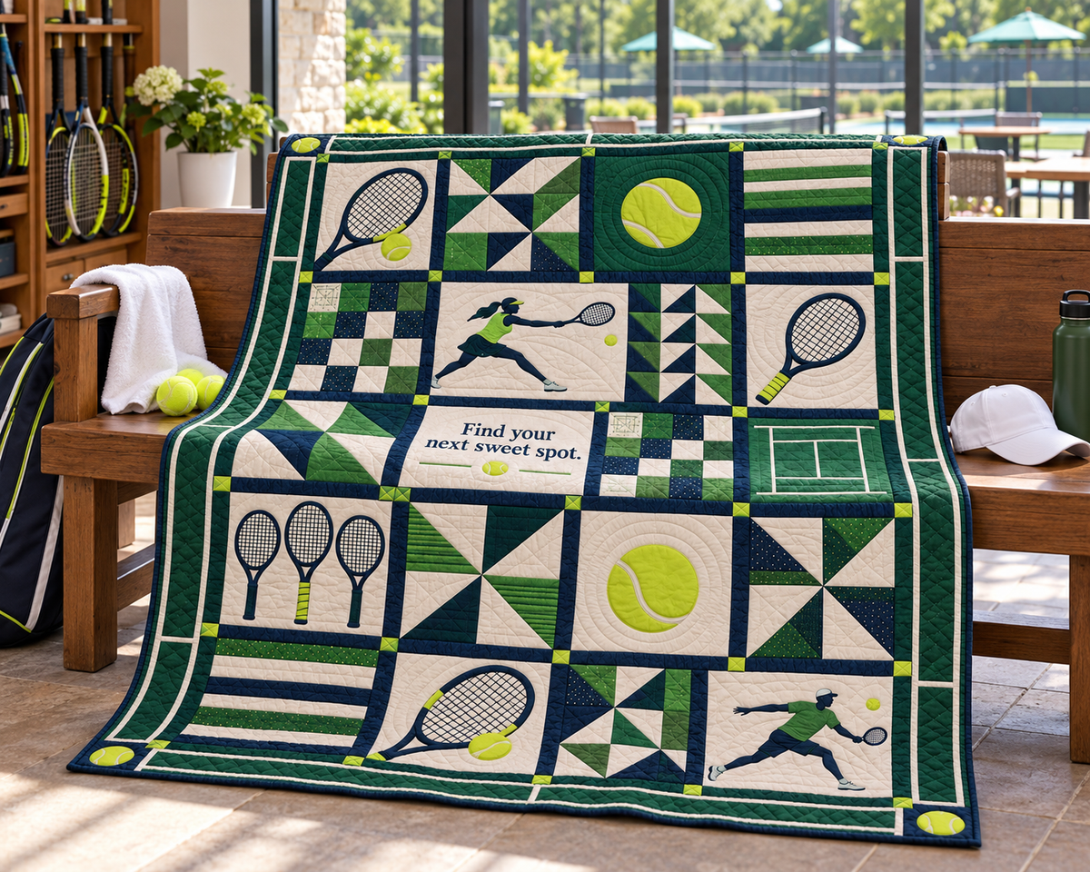 Sweet Spot Tennis Quilt Blanket - venue bench mockup