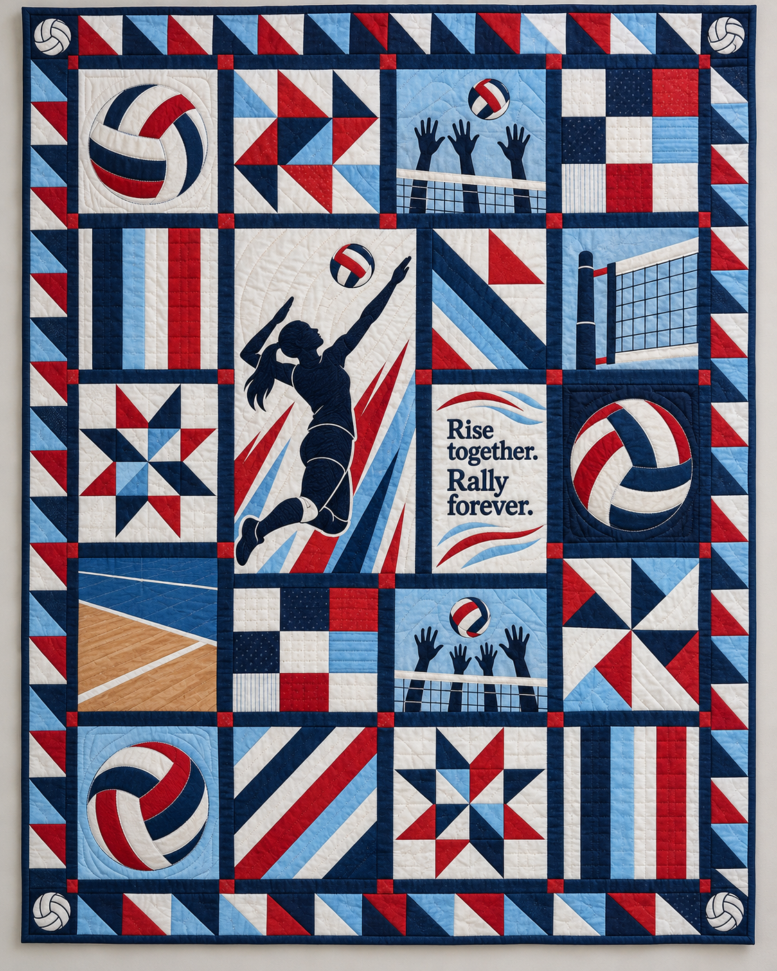 Rise Together Volleyball Quilt Blanket - main design