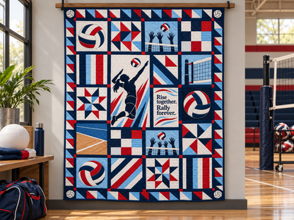 Rise Together Volleyball Quilt Blanket - wall display
