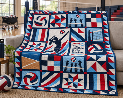 Rise Together Volleyball Quilt Blanket - sofa mockup