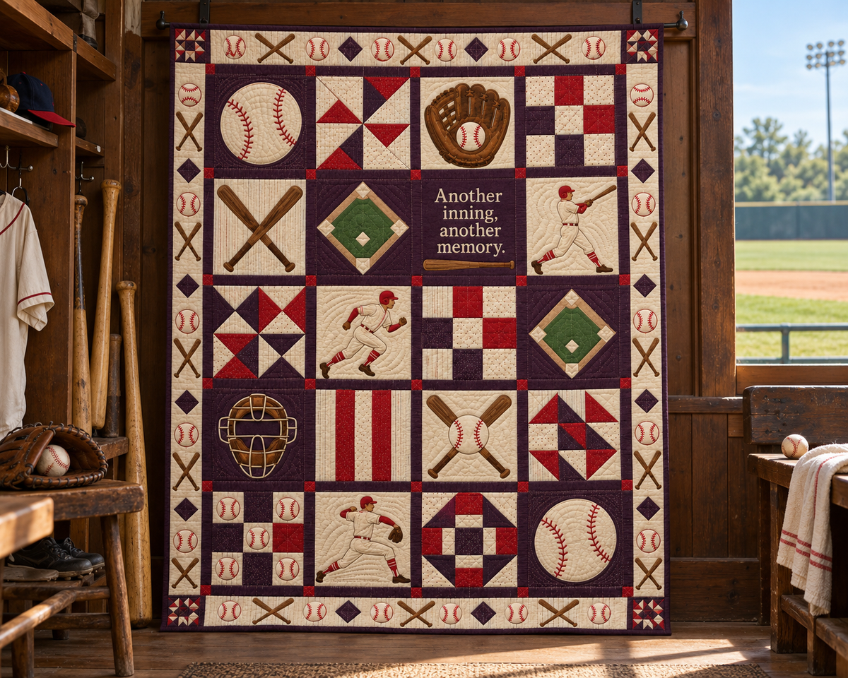 Another Inning Baseball Quilt Blanket - wall display