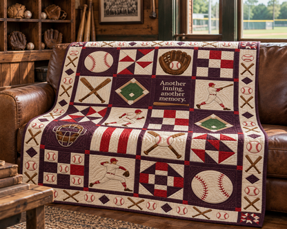 Another Inning Baseball Quilt Blanket - sofa mockup
