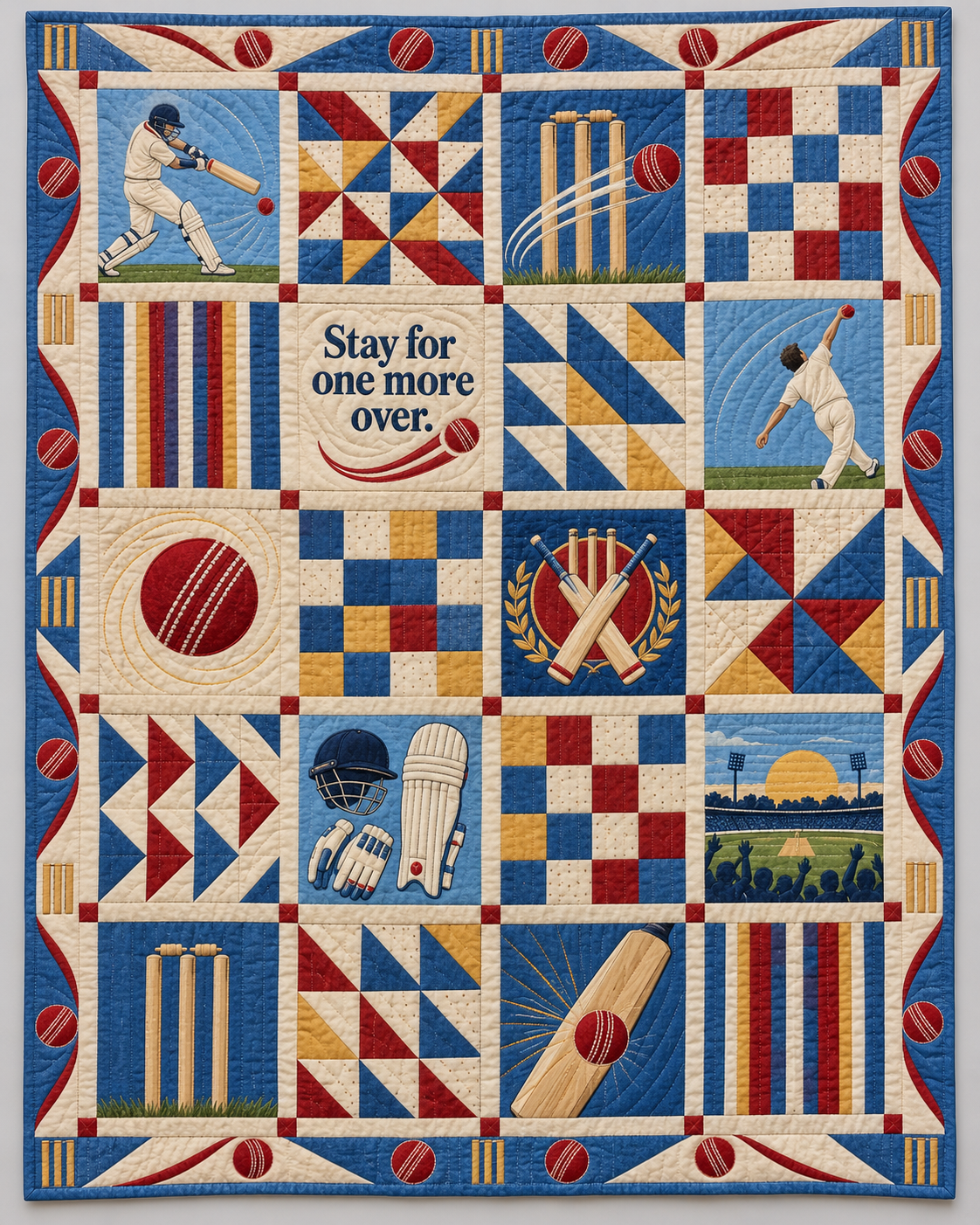 One More Over Cricket Quilt Blanket - main design