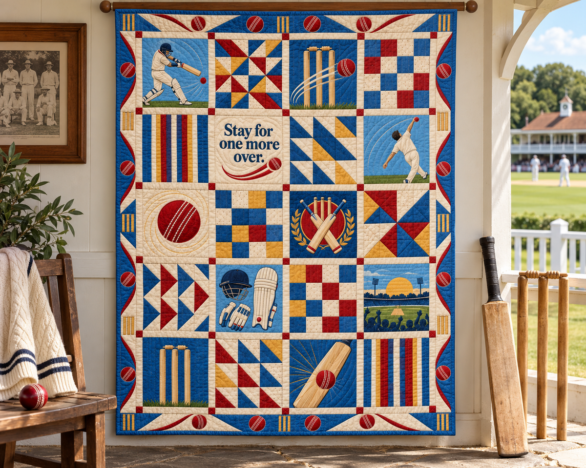 One More Over Cricket Quilt Blanket - wall display