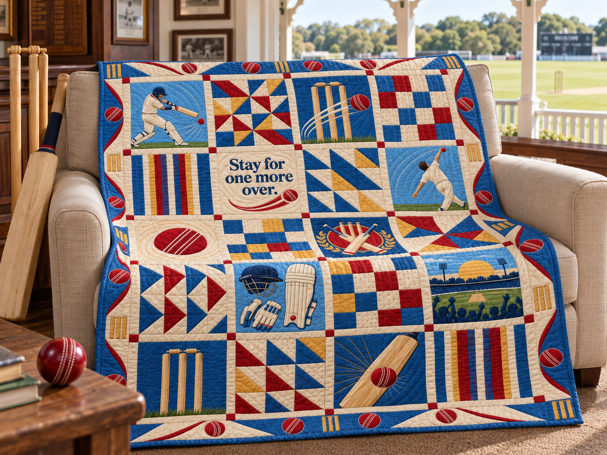 One More Over Cricket Quilt Blanket - sofa mockup