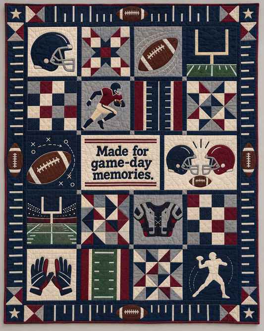 Game-Day Memories American football Quilt Blanket - main design