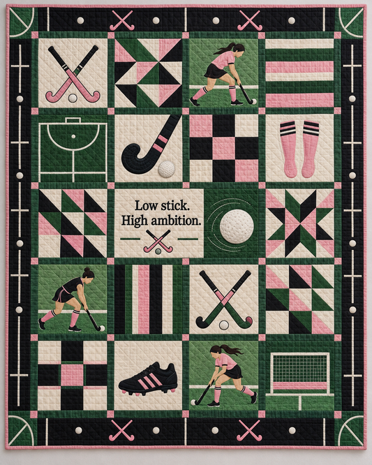 Low Stick High Hopes Field hockey Quilt Blanket - main design