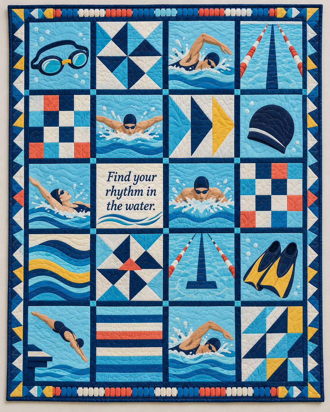 Water Rhythm Swimming Quilt Blanket - main design