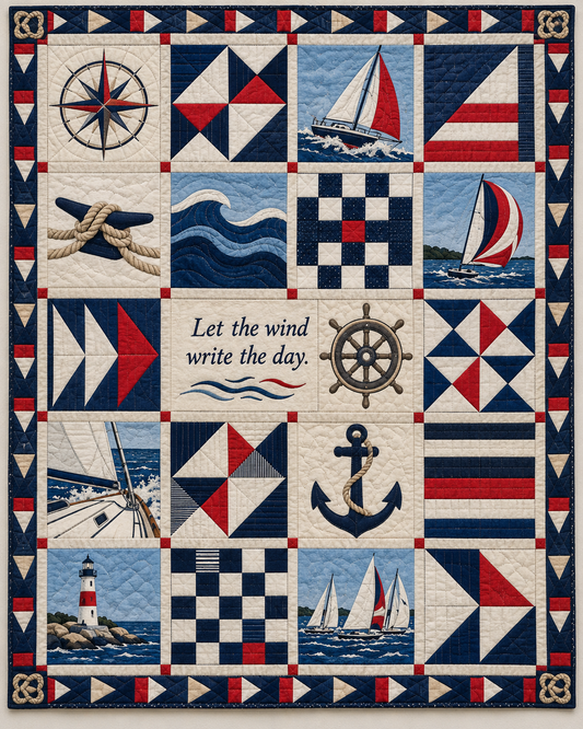 Windwritten Sailing Quilt Blanket - main design