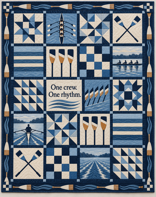 One Crew One Rhythm Rowing Quilt Blanket - main design