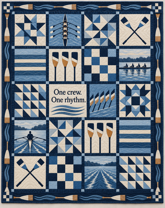 One Crew One Rhythm Rowing Quilt Blanket - main design