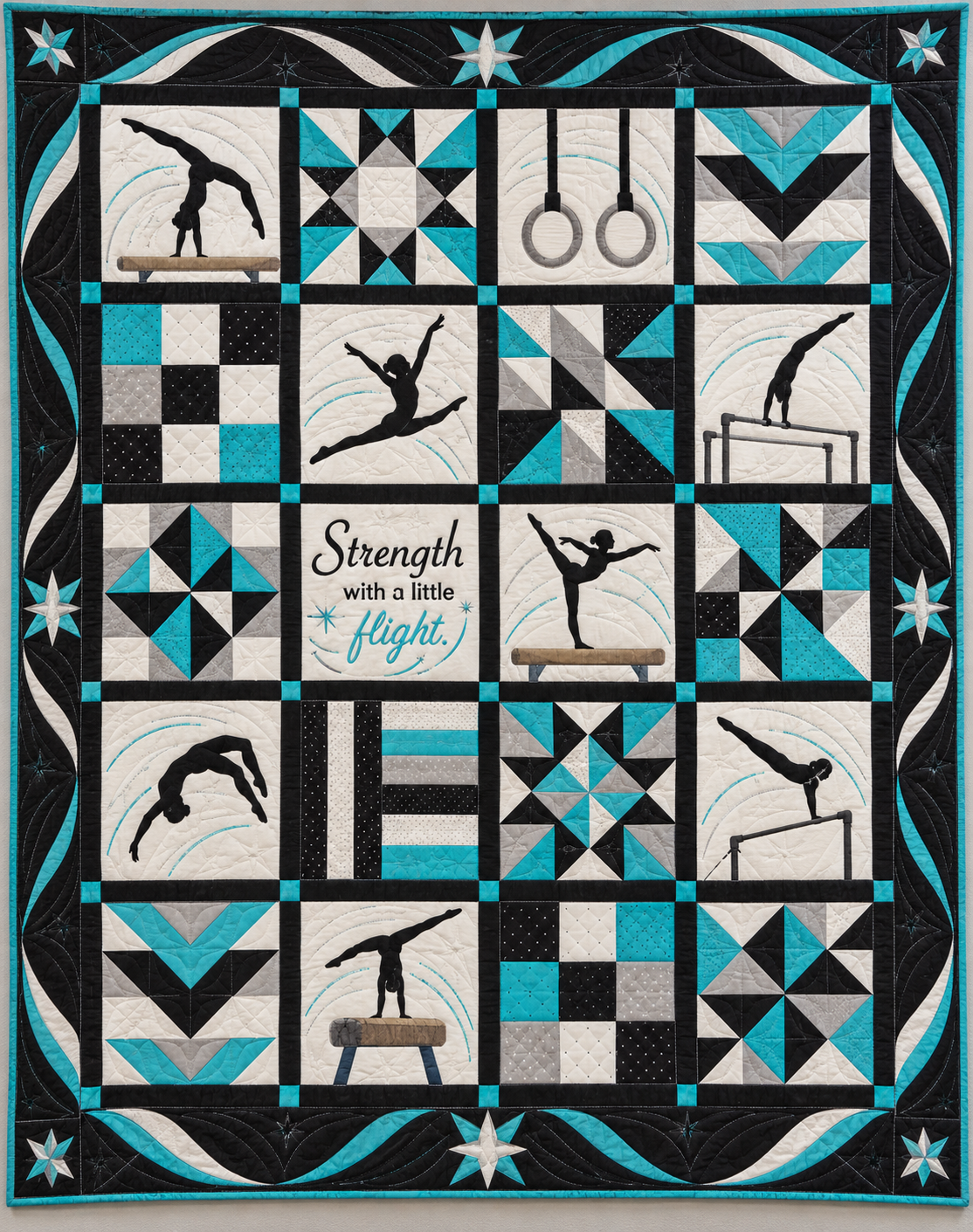Strength in Flight Gymnastics Quilt Blanket - main design