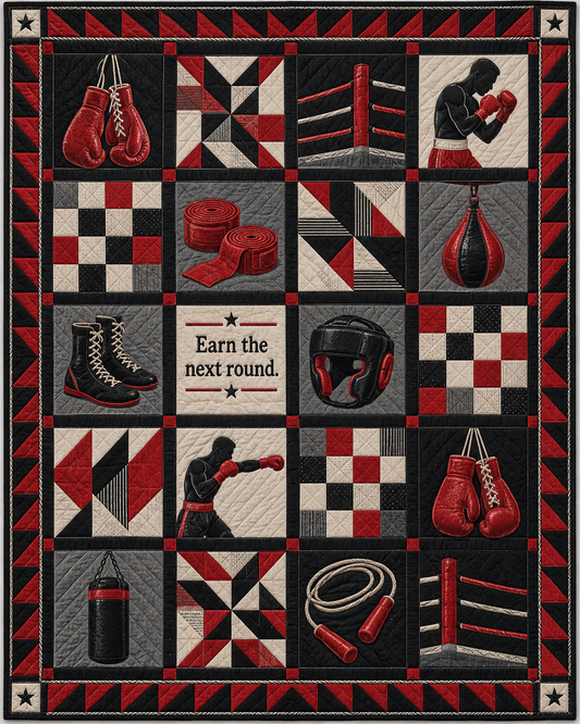 Earn the Round Boxing Quilt Blanket - main design