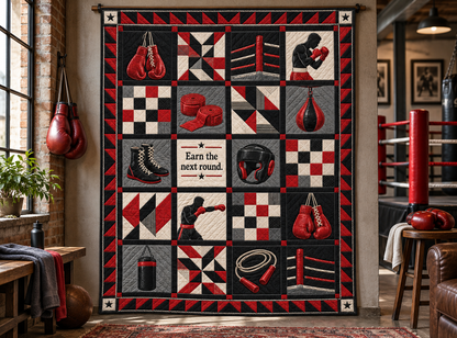 Earn the Round Boxing Quilt Blanket - wall display