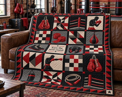 Earn the Round Boxing Quilt Blanket - sofa mockup