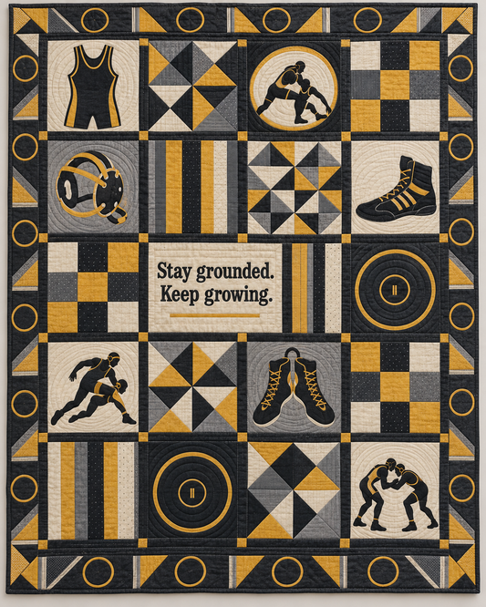 Grounded Grit Wrestling Quilt Blanket - main design
