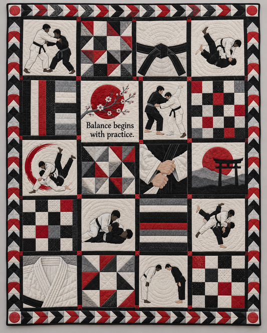 Balance in Practice Judo Quilt Blanket - main design