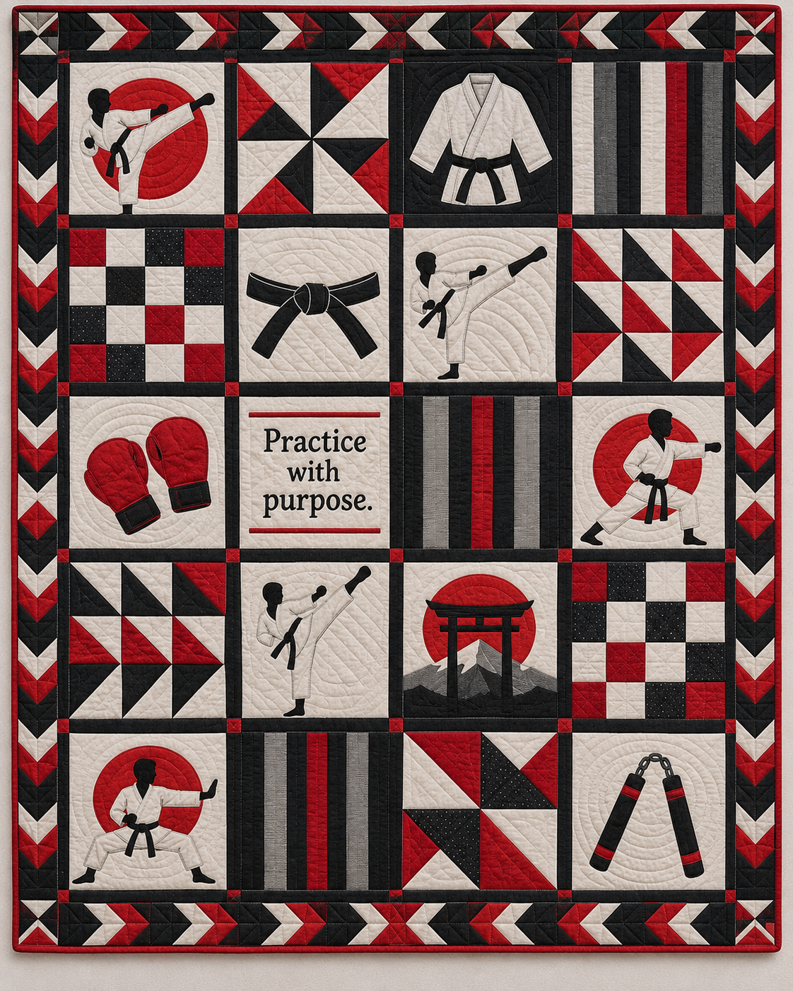 Purpose in Motion Karate Quilt Blanket - main design
