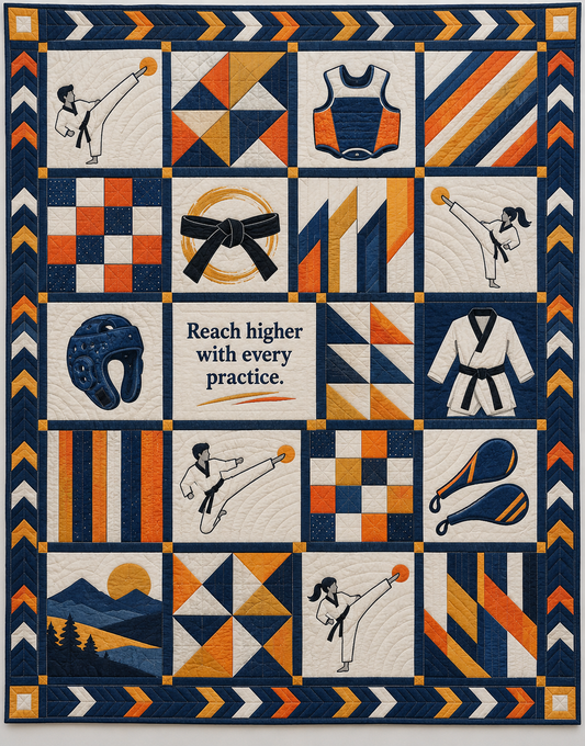 Reach Higher Taekwondo Quilt Blanket - main design