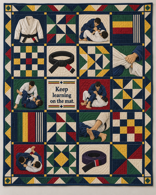Lessons on the Mat Brazilian jiu-jitsu Quilt Blanket - main design