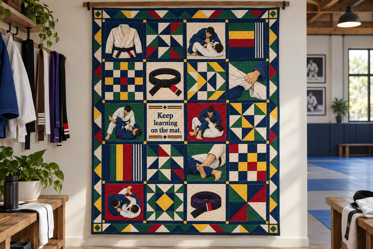 Lessons on the Mat Brazilian jiu-jitsu Quilt Blanket - wall display