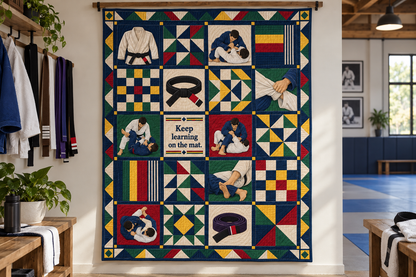 Lessons on the Mat Brazilian jiu-jitsu Quilt Blanket - wall display