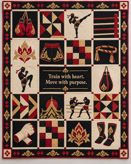 Heart of the Ring Muay Thai Quilt Blanket - main design