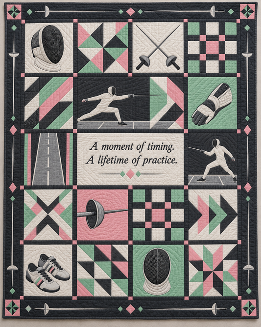 Perfect Timing Fencing Quilt Blanket - main design