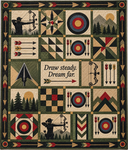 Steady Draw Archery Quilt Blanket - main design