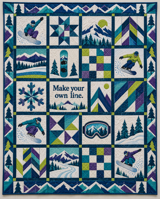 Your Own Line Snowboarding Quilt Blanket - main design