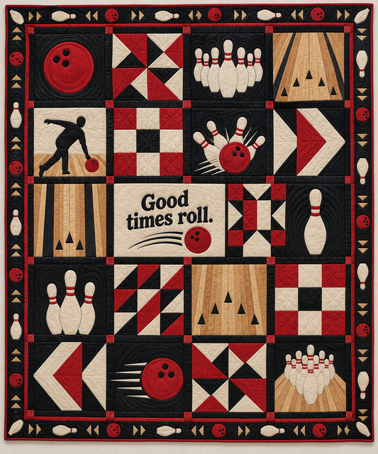 Good Times Roll Bowling Quilt Blanket - main design