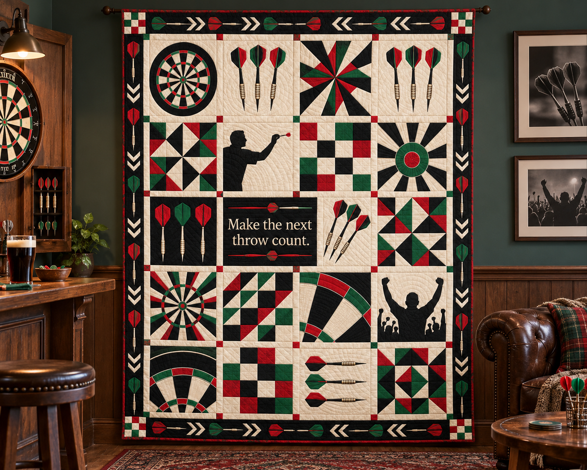 The Next Throw Darts Quilt Blanket - wall display