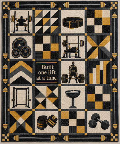 One Lift at a Time Powerlifting Quilt Blanket - main design