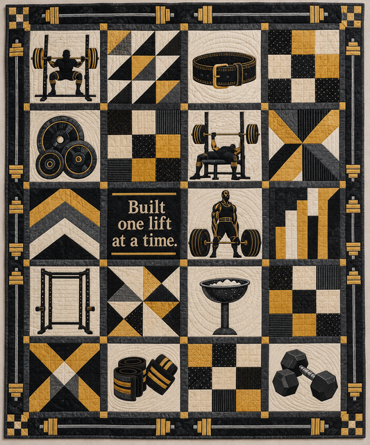 One Lift at a Time Powerlifting Quilt Blanket - main design