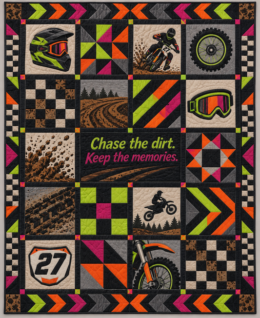 Chasing Dirt Motocross Quilt Blanket - main design