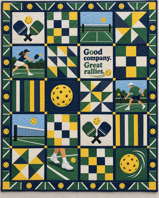 Good Company Great Rallies Pickleball Quilt Blanket - main design