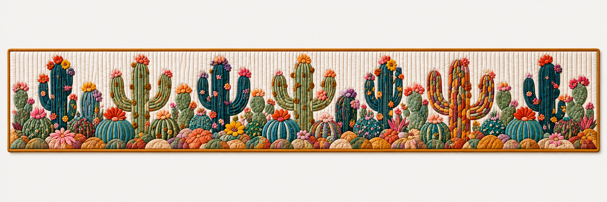 Textured Cactus Garden Quilted Table Runner — Runner Design