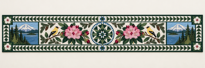 Washington Rhododendron Evergreen Quilted Table Runner — Runner Design