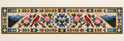 West Virginia Rhododendron Mountain Star Quilted Table Runner — Runner Design
