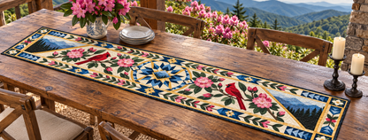 West Virginia Rhododendron Mountain Star Quilted Table Runner — Outdoor