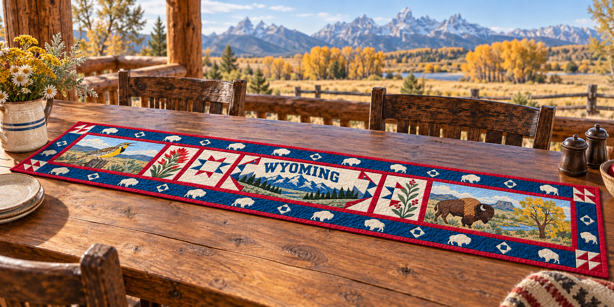 Wyoming Equality State Home Quilted Table Runner — Outdoor