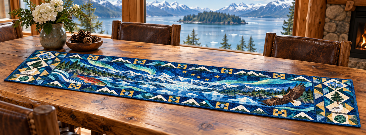 Alaska Mosaic Horizons Quilted Table Runner — Indoor