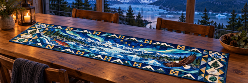 Alaska Mosaic Horizons Quilted Table Runner — Outdoor