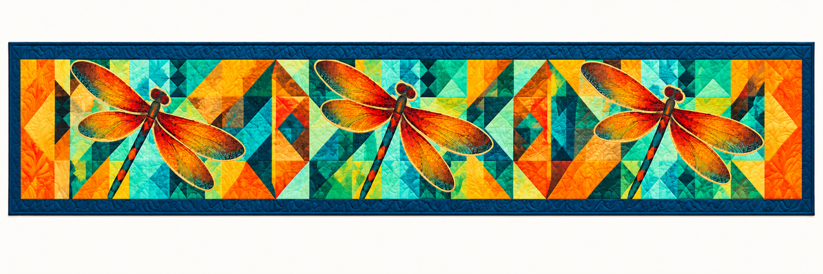 Amber Dragonflies Quilted Table Runner — Runner Design