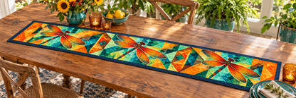 Amber Dragonflies Quilted Table Runner — Indoor