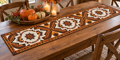 Autumn Compass Rose Quilted Table Runner — Indoor