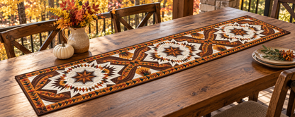Autumn Compass Rose Quilted Table Runner — Outdoor