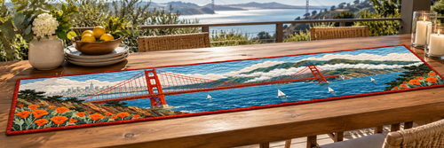 California Golden Gate Threads Quilted Table Runner — Outdoor